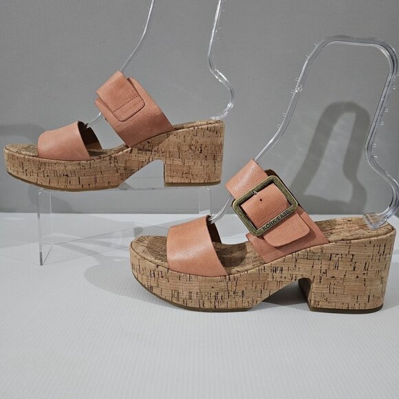 NEW Kork Ease Taige Sandal Chunky Platform Heel Orange Leather Cork Size 11 - Picture 2 of 12